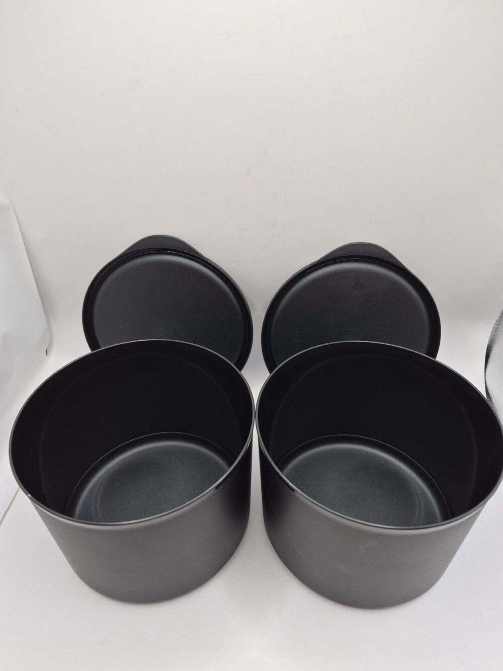 Tupperware Basic Black Round Stacking Canisters 2.1L Lot Of 2 #8559A - Picture 9 of 16